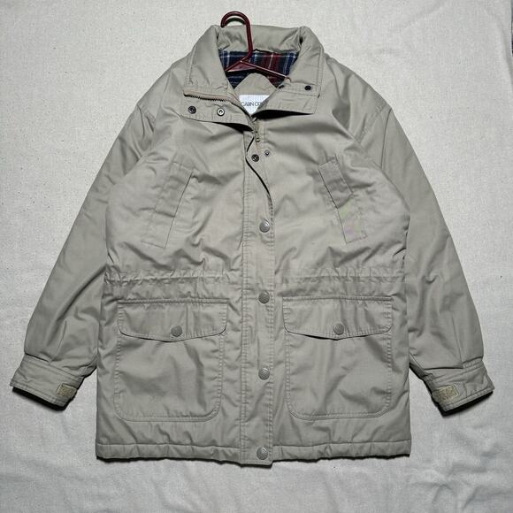 Cabin Creek Jackets & Blazers - Cabin Creek Barn Field Jacket Beige Flannel Lined Pockets Full Zip Womens Small